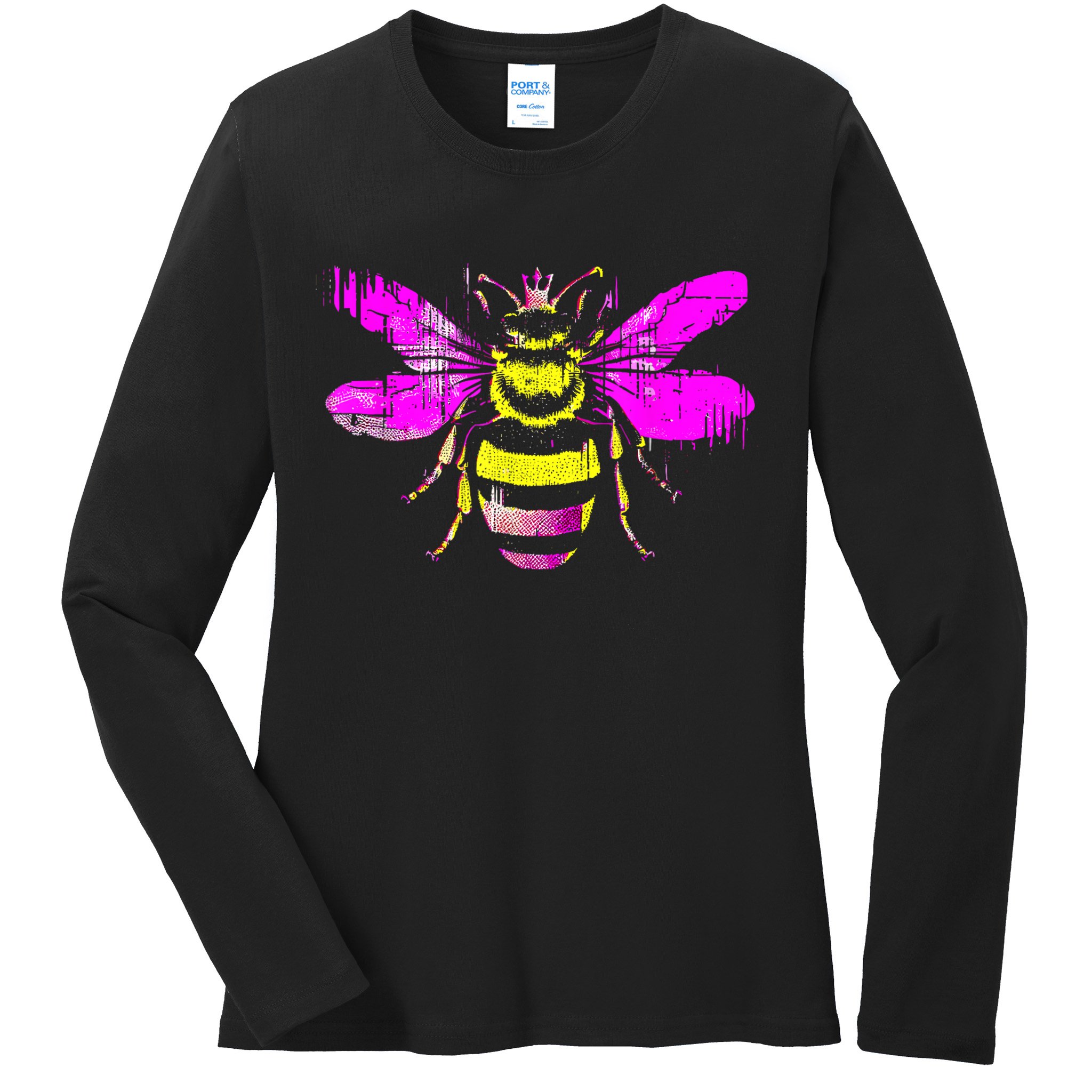 Queen Bee Honey Bee Vintage Ladies Long Sleeve Shirt
