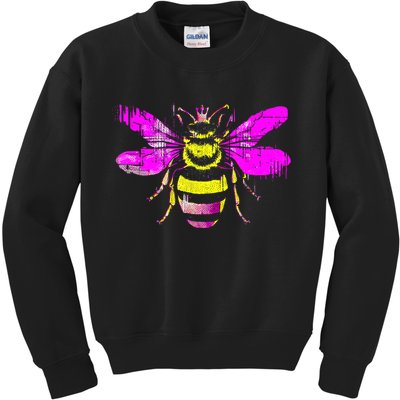 Queen Bee Honey Bee Vintage Kids Sweatshirt