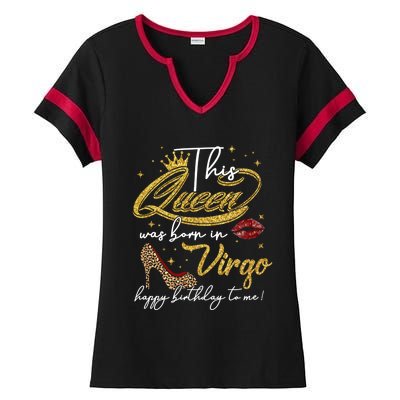 Queen Born In Virgo Funny Gift August September Birthday Great Gift Ladies Halftime Notch Neck Tee