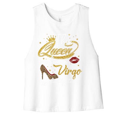 Queen Born In Virgo Funny Gift August September Birthday Great Gift Women's Racerback Cropped Tank