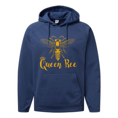 Queen Bee I Beekeeper Beekeeping Gift Performance Fleece Hoodie