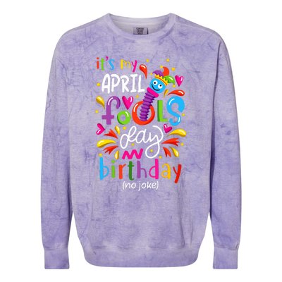 Queen Born On April 1st April Fools Day Birthday Colorblast Crewneck Sweatshirt