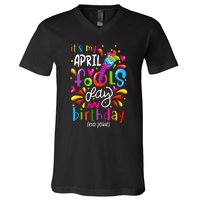 Queen Born On April 1st April Fools Day Birthday V-Neck T-Shirt