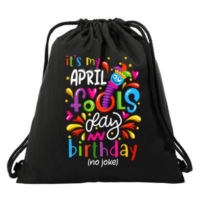 Queen Born On April 1st April Fools Day Birthday Drawstring Bag