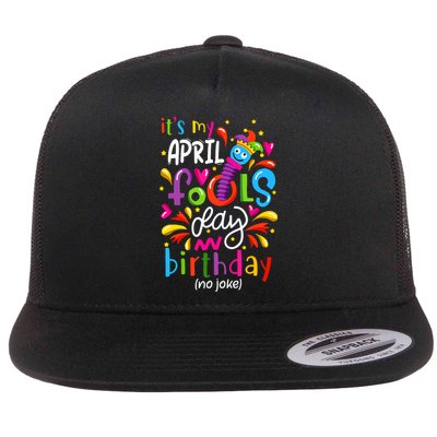 Queen Born On April 1st April Fools Day Birthday Flat Bill Trucker Hat