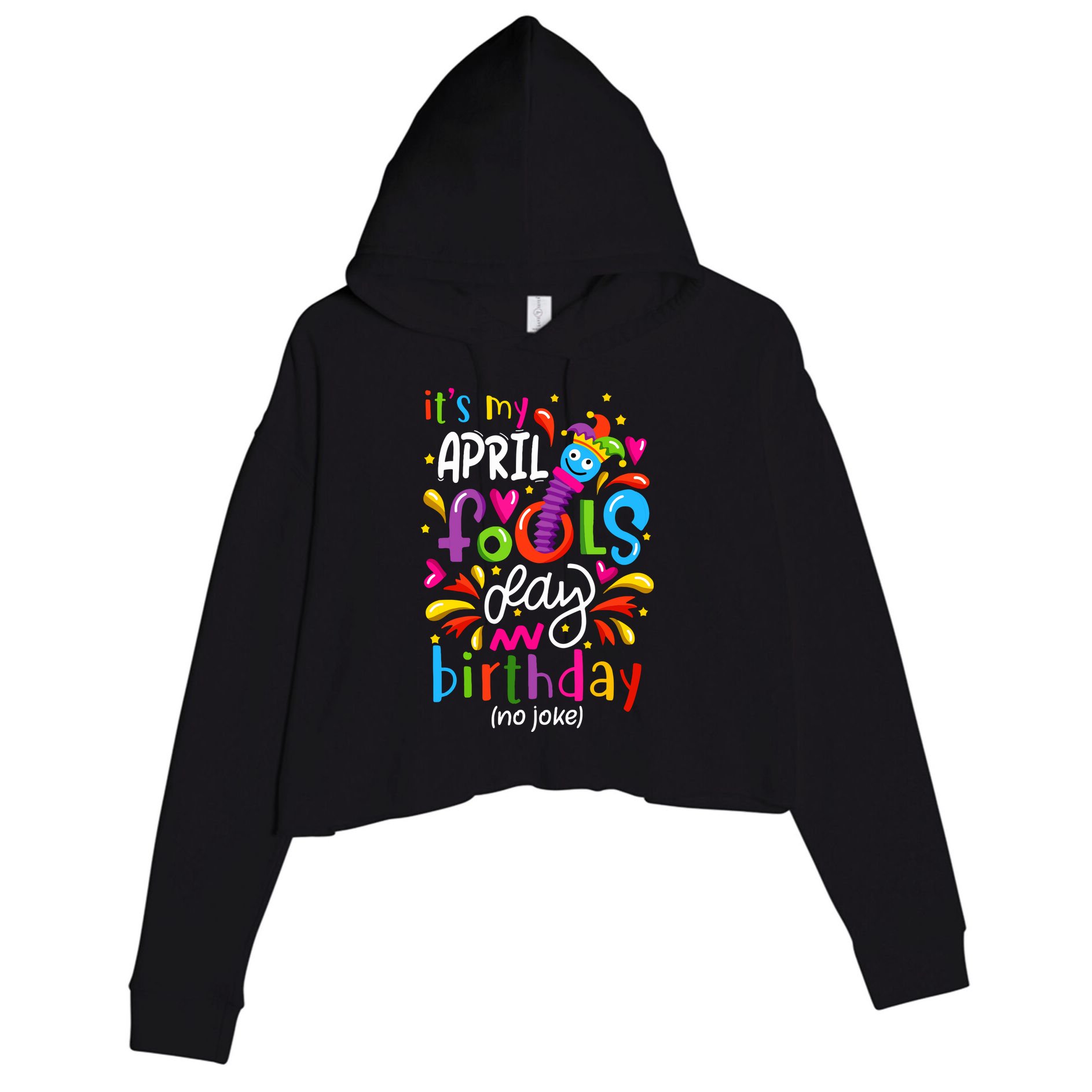Queen Born On April 1st April Fools Day Birthday Crop Fleece Hoodie