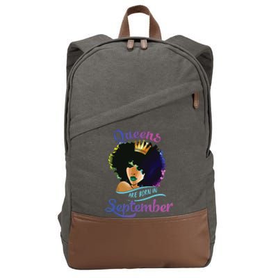 Queens Born September Shirts Black Girl Virgo Libra Birthday Cotton Canvas Backpack