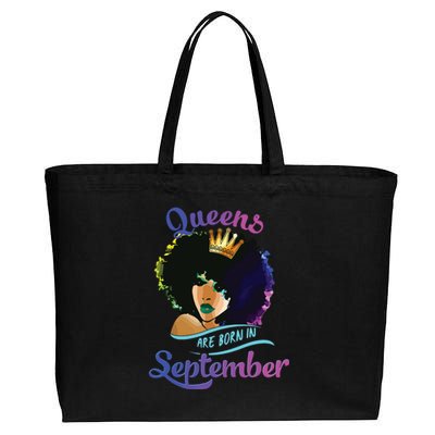 Queens Born September Shirts Black Girl Virgo Libra Birthday Cotton Canvas Jumbo Tote