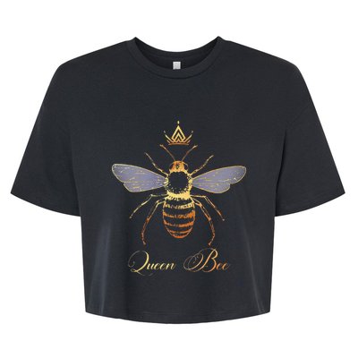 Queen Crown Bee Beekeeping Honey LoverKeeper Bella+Canvas Jersey Crop Tee