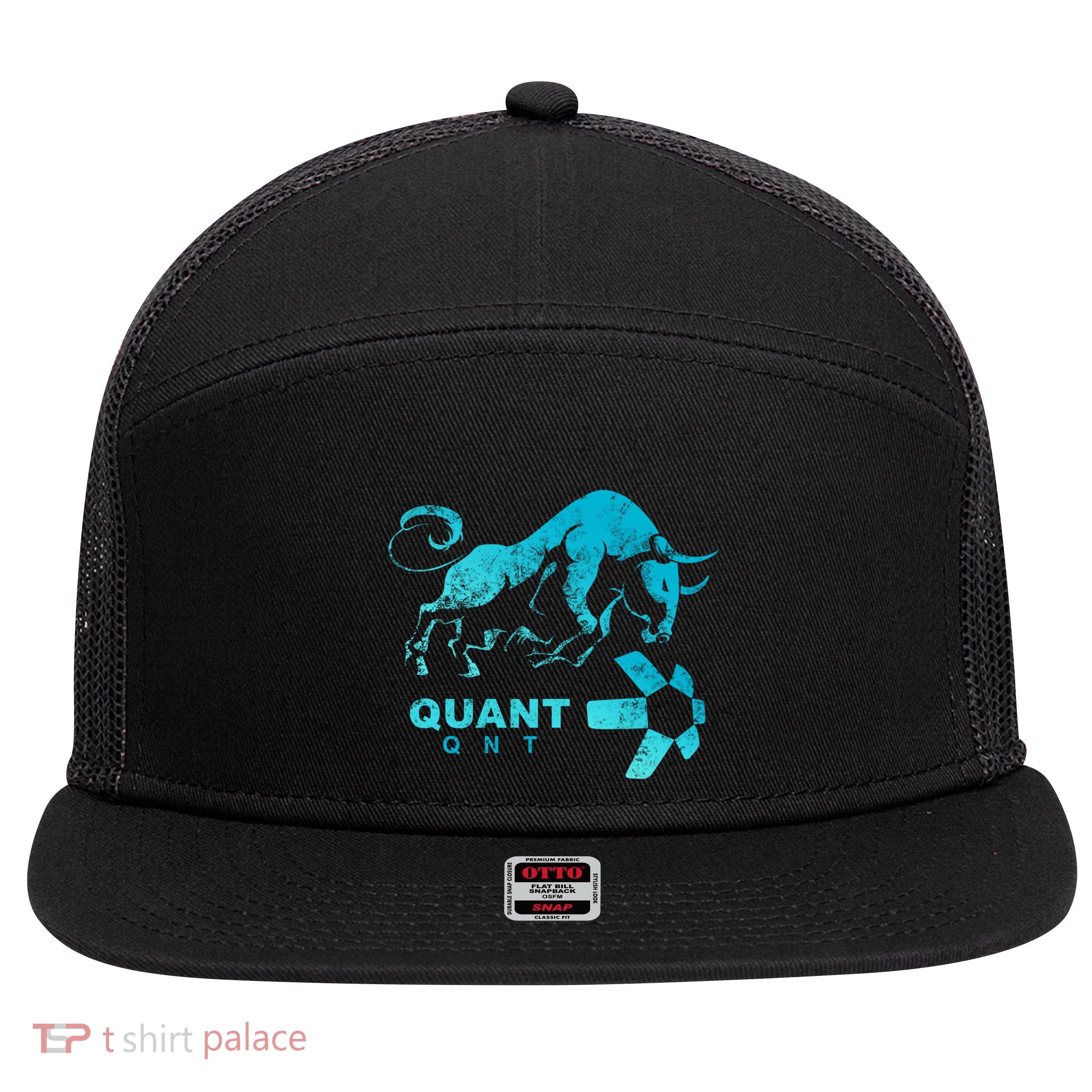 Quant Crypto Bullrun Qnt Token Blockchain Rich Millionaire Great Gift 7 Panel Mesh Trucker Snapback Hat