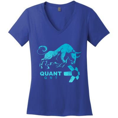 Quant Crypto Bullrun Qnt Token Blockchain Rich Millionaire Great Gift Women's V-Neck T-Shirt