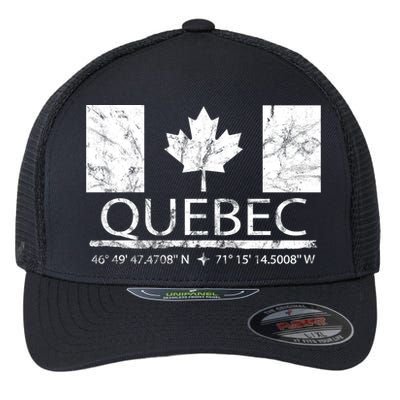 Quebec City Canadian Flag Travel To Quebec Meaningful Gift Flexfit Unipanel Trucker Cap