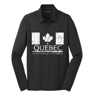 Quebec City Canadian Flag Travel To Quebec Meaningful Gift Silk Touch Performance Long Sleeve Polo