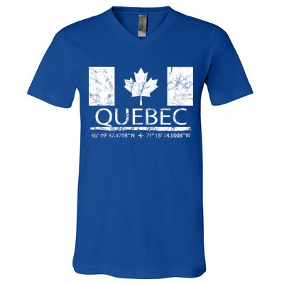 Quebec City Canadian Flag Travel To Quebec Meaningful Gift V-Neck T-Shirt