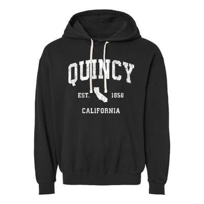 Quincy California Ca Vintage Athletic Sports Garment-Dyed Fleece Hoodie