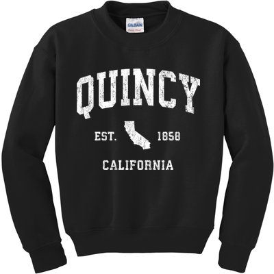 Quincy California Ca Vintage Athletic Sports Kids Sweatshirt