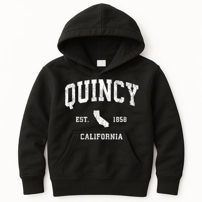 Quincy California Ca Vintage Athletic Sports Kids Hoodie