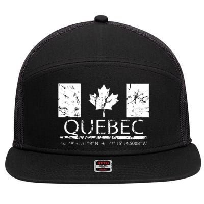 Quebec City Canadian Flag Travel To Quebec Meaningful 7 Panel Mesh Trucker Snapback Hat