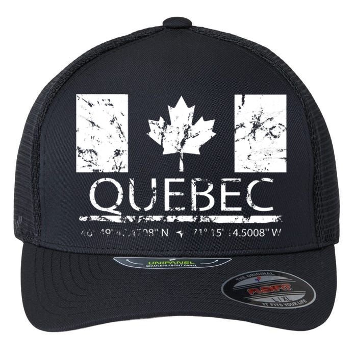 Quebec City Canadian Flag Travel To Quebec Meaningful Flexfit Unipanel Trucker Cap