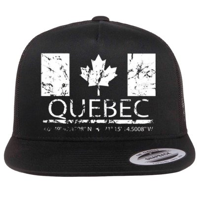 Quebec City Canadian Flag Travel To Quebec Meaningful Flat Bill Trucker Hat