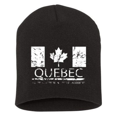 Quebec City Canadian Flag Travel To Quebec Meaningful Short Acrylic Beanie