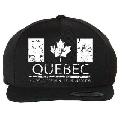 Quebec City Canadian Flag Travel To Quebec Meaningful Wool Snapback Cap