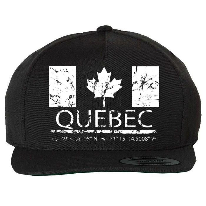 Quebec City Canadian Flag Travel To Quebec Meaningful Wool Snapback Cap