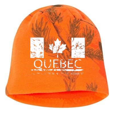 Quebec City Canadian Flag Travel To Quebec Meaningful Kati - Camo Knit Beanie