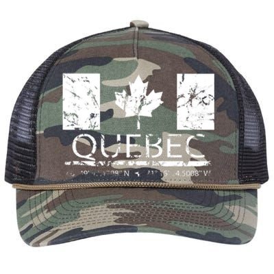 Quebec City Canadian Flag Travel To Quebec Meaningful Retro Rope Trucker Hat Cap