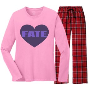 Quan Content Fate Heart Women's Long Sleeve Flannel Pajama Set 