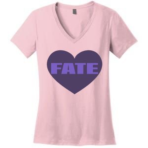 Quan Content Fate Heart Women's V-Neck T-Shirt