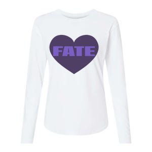 Quan Content Fate Heart Womens Cotton Relaxed Long Sleeve T-Shirt