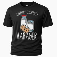 Quality Control Manager Food Safety Funny Milk And Cookie Cooling Performance Crew T-Shirt