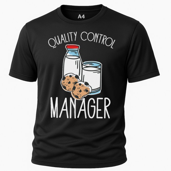 Quality Control Manager Food Safety Funny Milk And Cookie Cooling Performance Crew T-Shirt