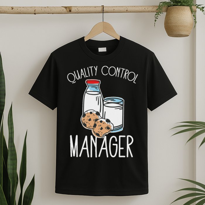 Quality Control Manager Food Safety Funny Milk And Cookie T-Shirt