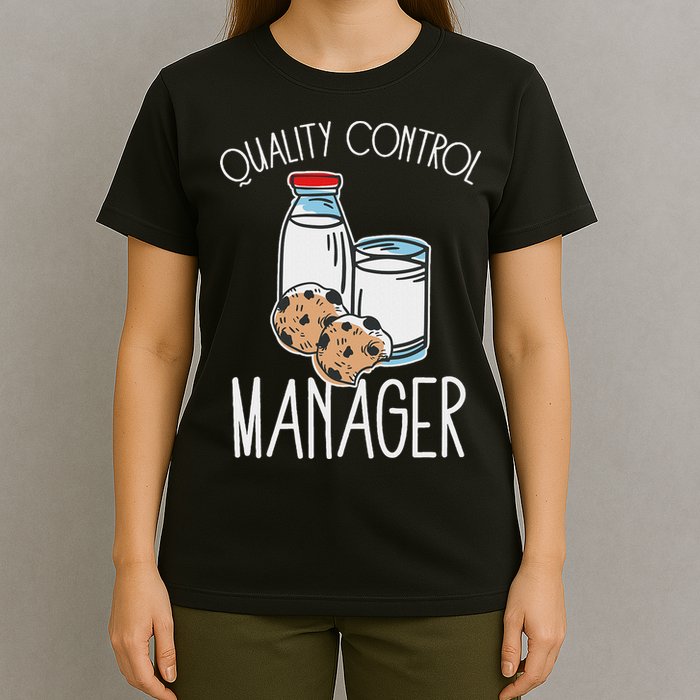 Quality Control Manager Food Safety Funny Milk And Cookie T-Shirt