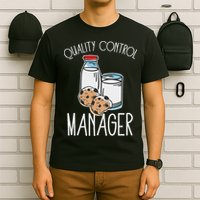 Quality Control Manager Food Safety Funny Milk And Cookie T-Shirt