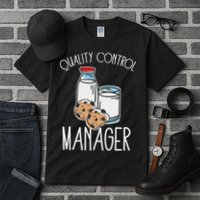 Quality Control Manager Food Safety Funny Milk And Cookie Tall T-Shirt