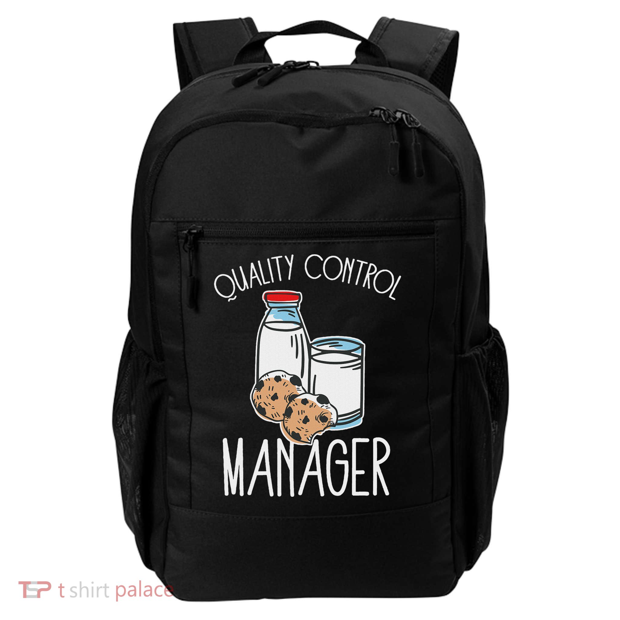 Quality Control Manager Food Safety Funny Milk And Cookie Daily Commute Backpack
