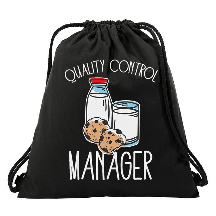 Quality Control Manager Food Safety Funny Milk And Cookie Drawstring Bag