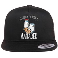 Quality Control Manager Food Safety Funny Milk And Cookie Flat Bill Trucker Hat