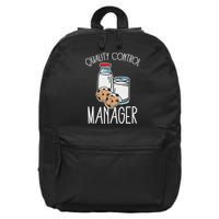 Quality Control Manager Food Safety Funny Milk And Cookie 16 in Basic Backpack
