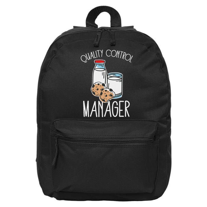 Quality Control Manager Food Safety Funny Milk And Cookie 16 in Basic Backpack