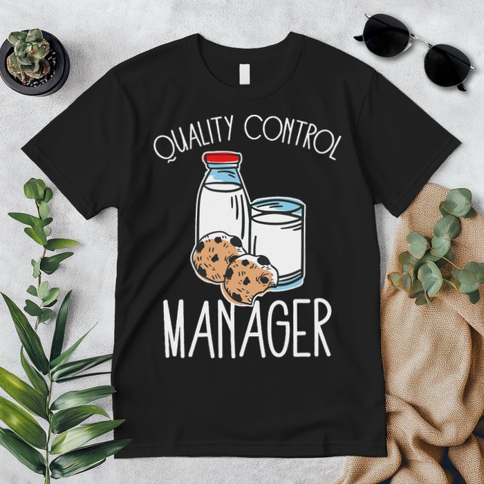 Quality Control Manager Food Safety Funny Milk And Cookie Premium T-Shirt