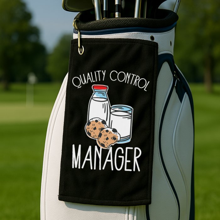 Quality Control Manager Food Safety Funny Milk And Cookie Golf Towel