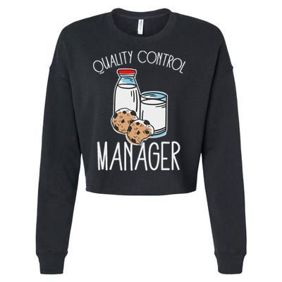 Quality Control Manager Food Safety Funny Milk And Cookie Cropped Pullover Crew