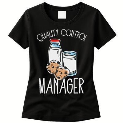 Quality Control Manager Food Safety Funny Milk And Cookie Womens T-Shirt