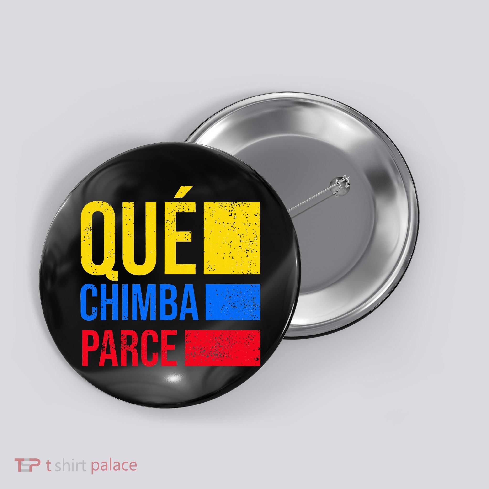 Qué Chimba Parce Colombia Flag Retro Vintage Colombian Slang Button