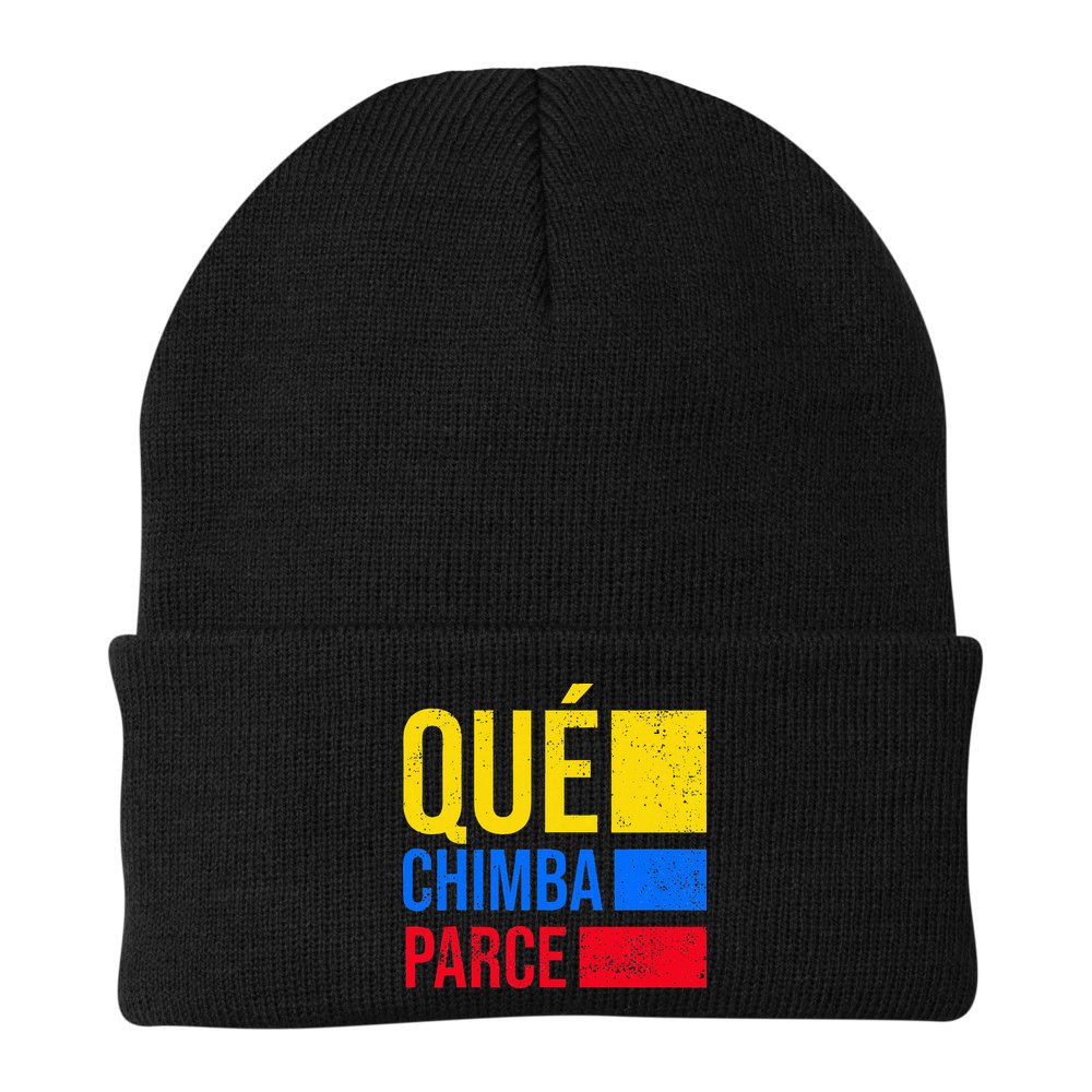 Qué Chimba Parce Colombia Flag Retro Vintage Colombian Slang Beanie