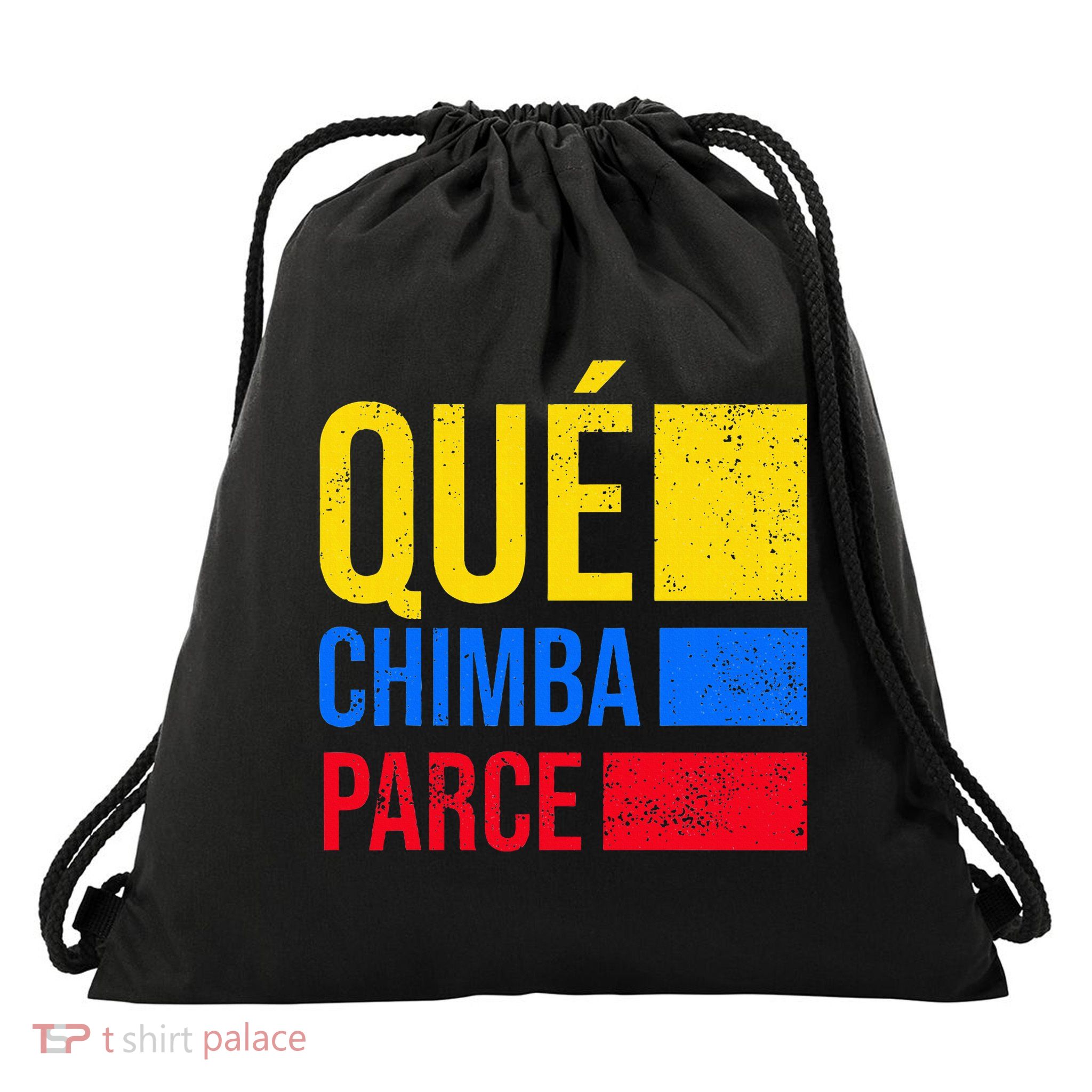 Qué Chimba Parce Colombia Flag Retro Vintage Colombian Slang Drawstring Bag